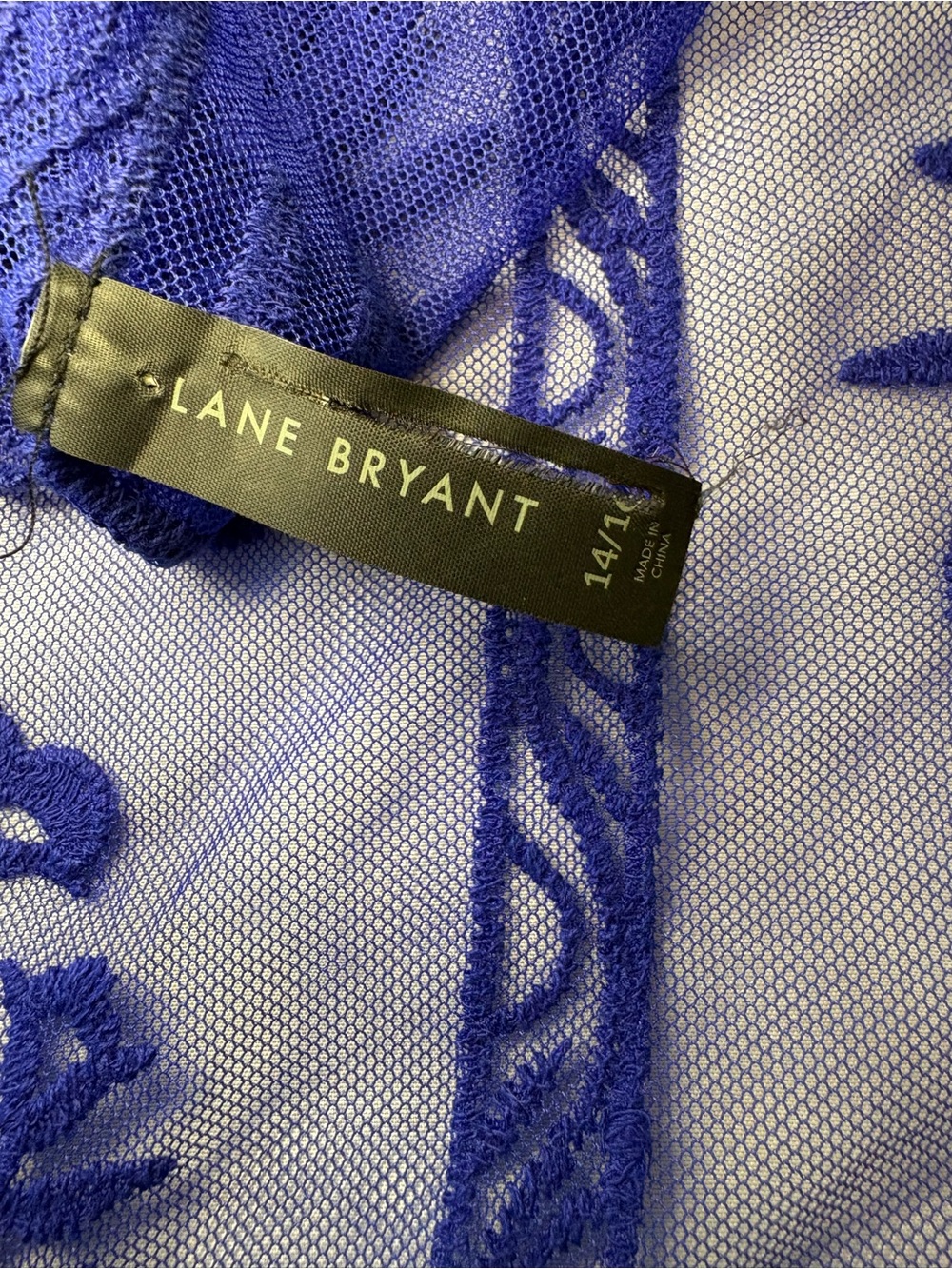 Lane Bryant Sheer Embroidered Lace Kimono in Cobalt Blue Cover Up Size 14/16 - Picture 5 of 6